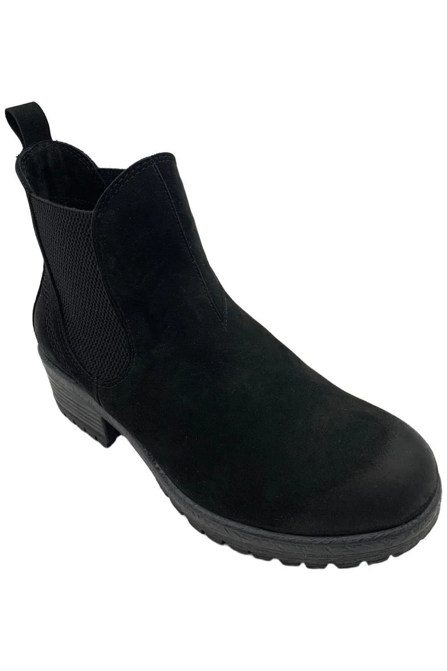 Miz Mooz Women's Leather Heeled Ankle Boots Danie Black - Medium